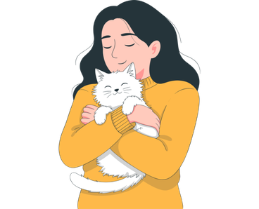 kitten is setting on her owner
