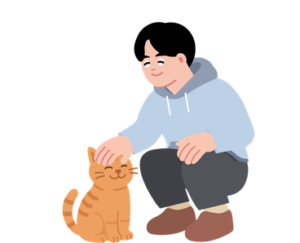 a cat owner are caring his cat