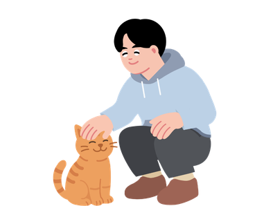 a cat owner are caring his cat