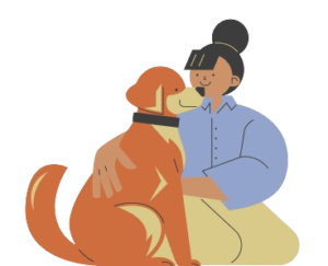 a dog with sitter setting at home
