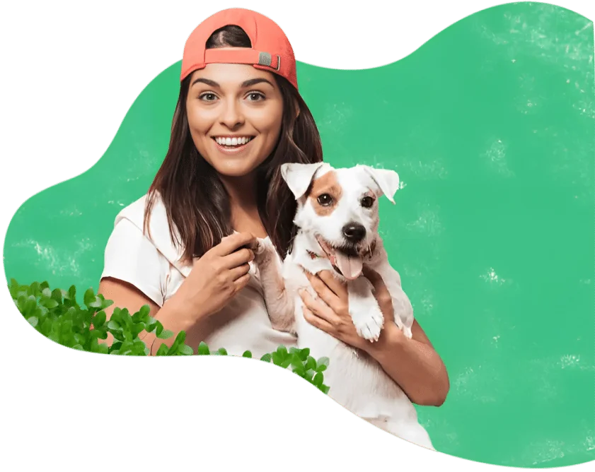 Pawland's professional holding paw of a cute white dog